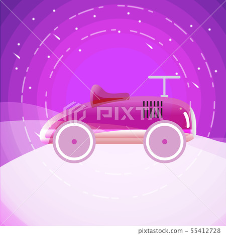 Pink retro minimalistic ride on toy car vector-插圖素材 [55412728] - PIXTA圖庫
