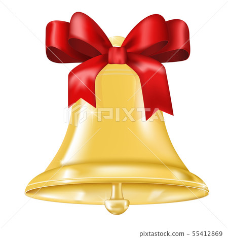 Golden bell with red ribbon bow Golden bell with red ribbon bow 55412869