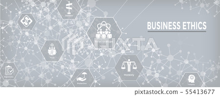Business Ethics Web Banner Icon Set with Honesty, 55413677
