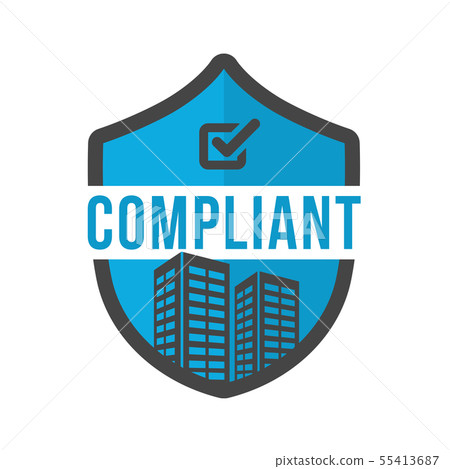 In Compliance Graphic with checkmarks and building In Compliance Graphic with checkmarks and building 55413687