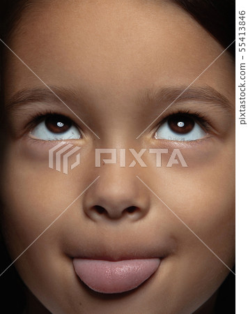 Close up portrait of a little emotional girl 55413846