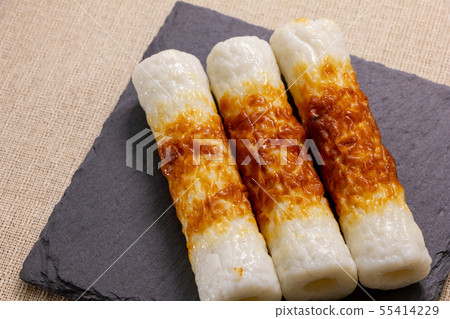 Grilled chicken meat on a slate plate. 55414229