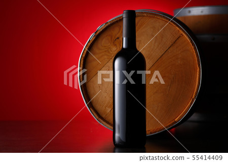 Red wine and wine barrel 55414409