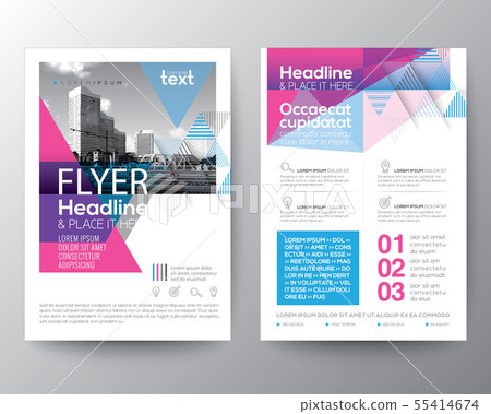 Abstract Blue and Pink leaflet brochure template 55414674