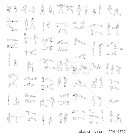 Workout exercise illustration outline 55414712