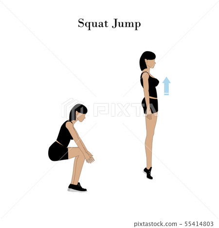 Squat jump exercise 55414803