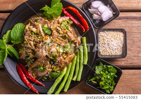 Slide Grilled Pork Salad Thai Recipe. Slide Grilled Pork Salad Thai Recipe. 55415083