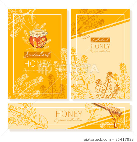 Buckwheat Honey Print Template. Yellow and Orange Banners Buckwheat Honey Print Template. Yellow and Orange Banners 55417052