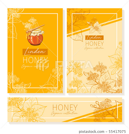 Linden Honey Print Template. Yellow and Orange Banners 55417075