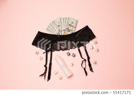 Sexy black belt underwear with grease and dollars Sexy black belt underwear with grease and dollars 55417175