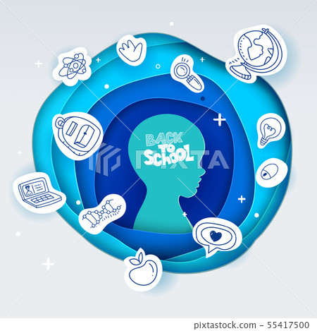 Vector Back to school head paper cut - Stock Illustration [55417500 ...