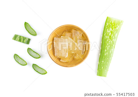 Fresh Aloe Vera on a white background Fresh Aloe Vera on a white background 55417503