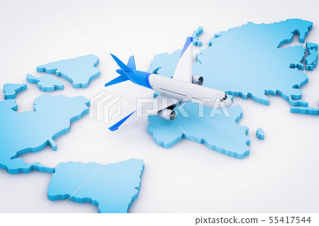 airplane flying above world map 55417544