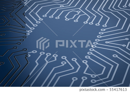 empty square on blue circuit board 55417613