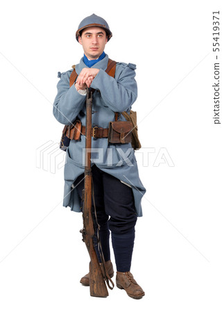 French soldier, wwi, 1914 1918, isolated on white French soldier, wwi, 1914 1918, isolated on white 55419371