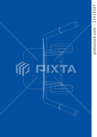 Outline delivery trolley or hand truck. Vector Outline delivery trolley or hand truck. Vector 55419387