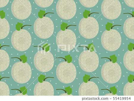 Melon whole seamless pattern on green background Melon whole seamless pattern on green background 55419954