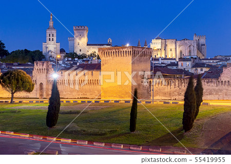 Avignon. Provence. Old stone fortress wall around the city. 55419955