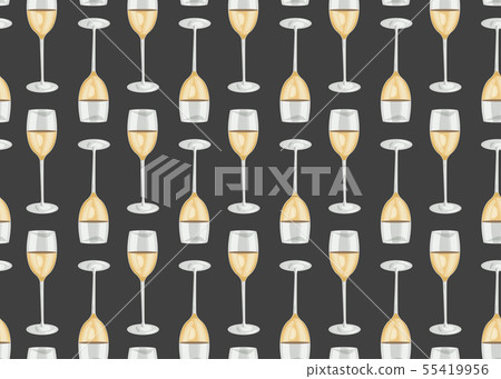 Wine glasses seamless pattern on black background, Wine glasses seamless pattern on black background, 55419956