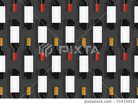 Wine bottles seamless pattern on black background, Wine bottles seamless pattern on black background, 55419958