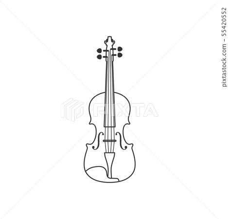 Classical violin black and white icon. Isolated Vector String ill. Classical violin black and white icon. Isolated Vector String ill. 55420552