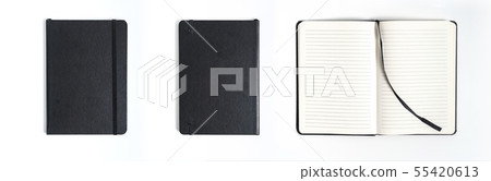 black notebook on white background with clipping 55420613