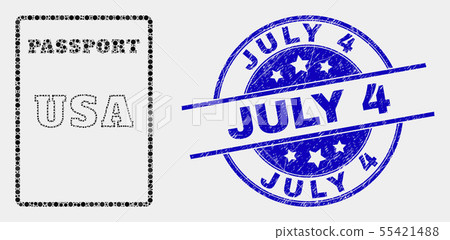 Vector Pixelated USA Passport Icon and Distress July 4 Watermark Vector Pixelated USA Passport Icon and Distress July 4 Watermark 55421488