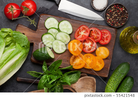 Assorted raw organic vegetables cooking 55421548