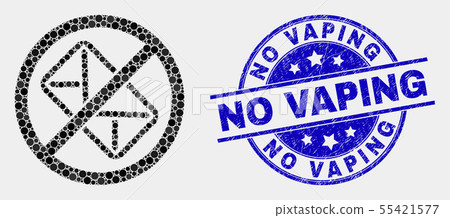 Vector Pixelated Stop Letter Icon and Grunge No Vaping Stamp Seal 55421577