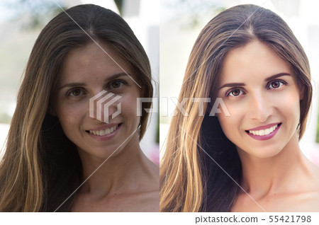 Befor and after retouching collage 55421798