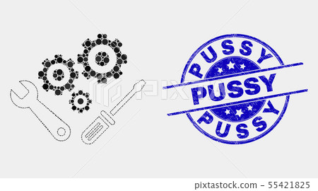 Vector Dot Instrumental Tools Icon and Grunge Pussy Seal Vector Dot Instrumental Tools Icon and Grunge Pussy Seal 55421825