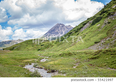 Mountain landscape in summer in the Alps. Mountain landscape in summer in the Alps. 55421997