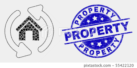 Vector Dot Home Refresh Arrows Icon and Scratched Property Stamp Seal Vector Dot Home Refresh Arrows Icon and Scratched Property Stamp Seal 55422120