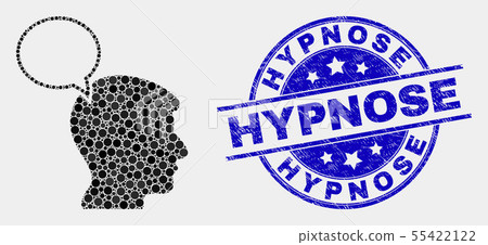 Vector Dotted Head Thinking Cloud Icon and Grunge Hypnose Watermark Vector Dotted Head Thinking Cloud Icon and Grunge Hypnose Watermark 55422122