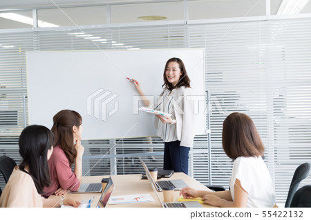 Businesswoman, meeting, office Businesswoman, meeting, office 55422132