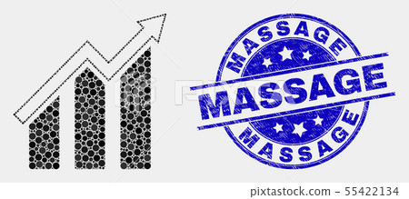 Vector Dot Growing Trend Chart Icon and Scratched Massage Stamp Vector Dot Growing Trend Chart Icon and Scratched Massage Stamp 55422134