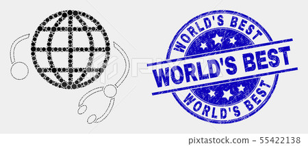 Vector Pixelated Global Medical Service Icon and Scratched World S Best Seal 55422138