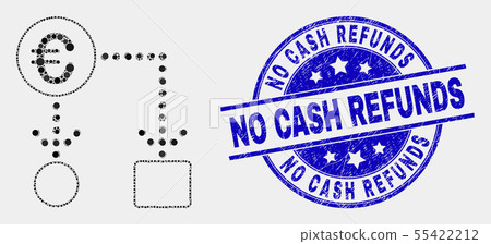 Vector Pixelated Euro Cash Flow Icon and Grunge No Cash Refunds Stamp Vector Pixelated Euro Cash Flow Icon and Grunge No Cash Refunds Stamp 55422212