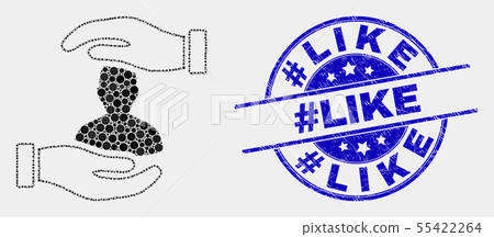 Vector Dotted Customer Care Hands Icon and Scratched hashtag Like Seal Vector Dotted Customer Care Hands Icon and Scratched hashtag Like Seal 55422264