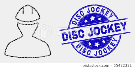 Vector Dotted Worker Icon and Distress Disc Jockey Watermark Vector Dotted Worker Icon and Distress Disc Jockey Watermark 55422351