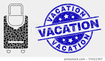Vector Dot Voyage Luggage Icon and Distress Vacation Stamp Seal 55422367