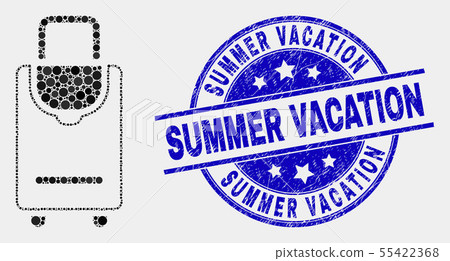 Vector Dotted Voyage Luggage Icon and Distress Summer Vacation Stamp Seal 55422368