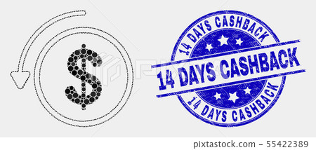 Vector Pixelated Undo Payment Icon and Grunge 14 Days Cashback Seal Vector Pixelated Undo Payment Icon and Grunge 14 Days Cashback Seal 55422389