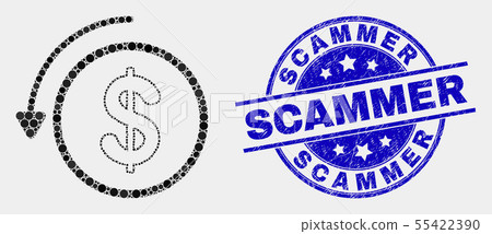 Vector Dotted Undo Payment Icon and Grunge Scammer Seal Vector Dotted Undo Payment Icon and Grunge Scammer Seal 55422390