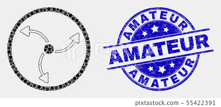 Vector Pixel Turbine Rotation Icon and Scratched Amateur Stamp Seal Vector Pixel Turbine Rotation Icon and Scratched Amateur Stamp Seal 55422391