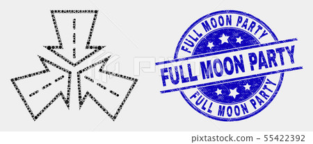 Vector Dot Triple Roads Intersection Icon and Grunge Full Moon Party Seal Vector Dot Triple Roads Intersection Icon and Grunge Full Moon Party Seal 55422392