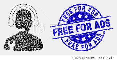 Vector Dotted Service Operator Icon and Scratched Free for Ads Stamp Seal 55422518