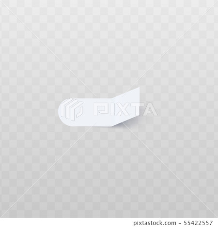 Oblong white sticker with round edge and rectangular bent edge realistic style 55422557