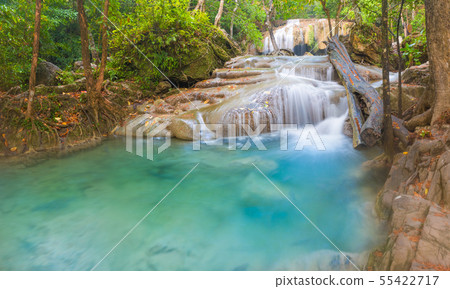 Beautiful waterfall at Erawan national park, Beautiful waterfall at Erawan national park, 55422717