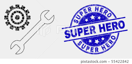 Vector Pixelated Repair Tools Icon and Scratched Super Hero Stamp Vector Pixelated Repair Tools Icon and Scratched Super Hero Stamp 55422842